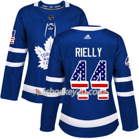 Dame NHL Toronto Maple Leafs Trøje Morgan Rielly 44 Adidas 2017-2018 Blå USA Flag Fashion Authentic